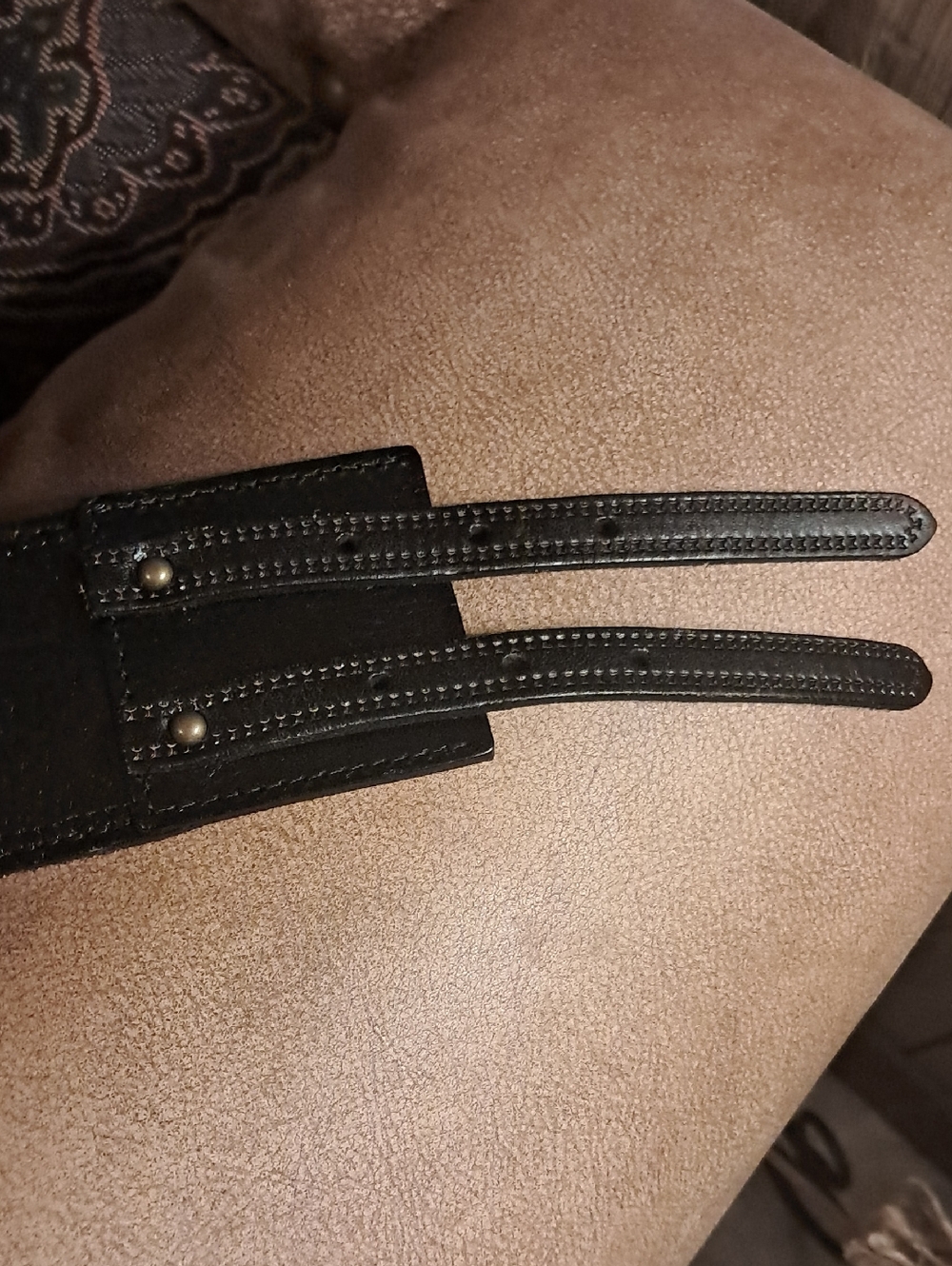Fossil Black Wide Waist Belt with Double Gold Buckles Boho Festival Cottagecore - Picture 7 of 8